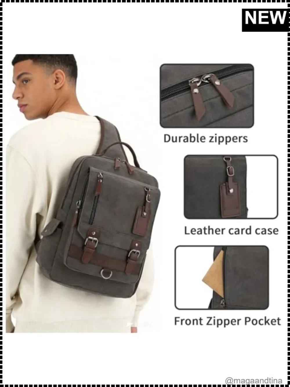Canvas Messenger Bag Crossbody Backpack Travel Shoulder Bag